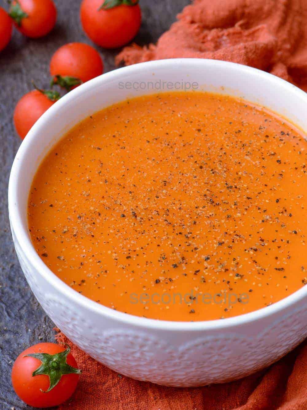 Vegan carrot tomato Soup Homemade tomato soup SecondRecipe