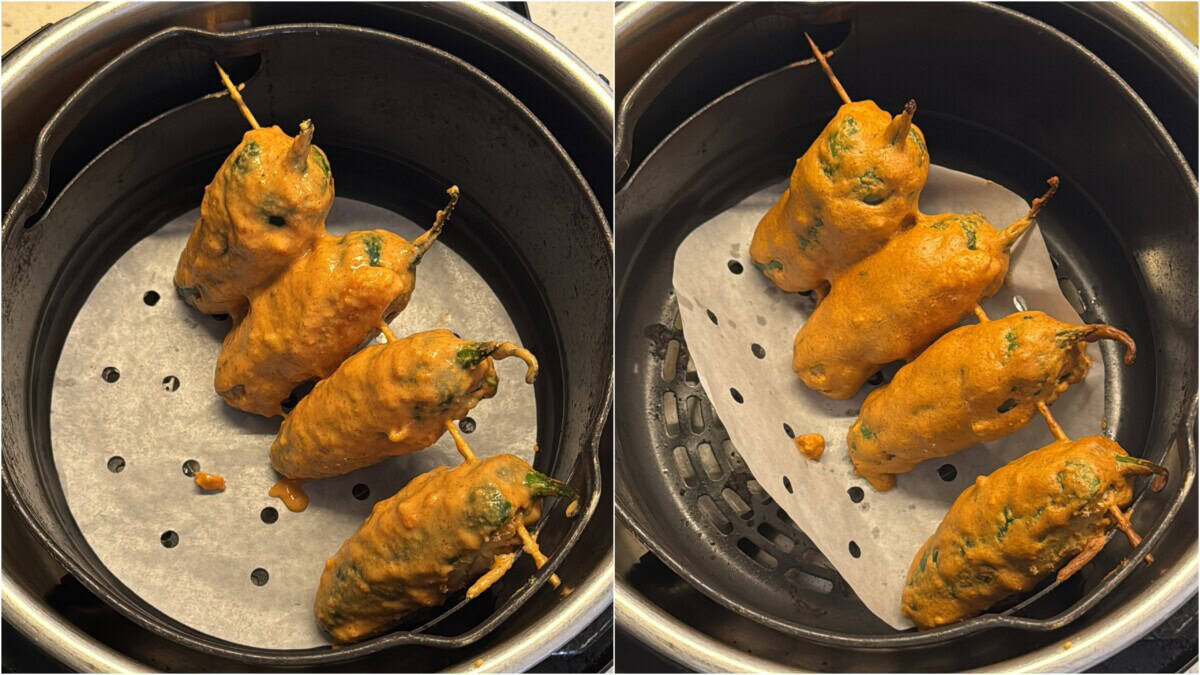 cook mirchi bhajji in air fryer