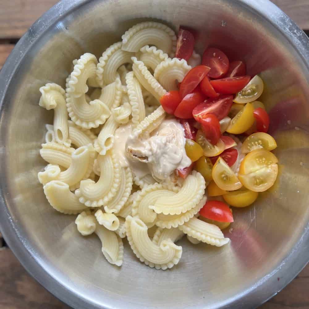 Creamy vegan pasta salad Aioli pasta salad SecondRecipe