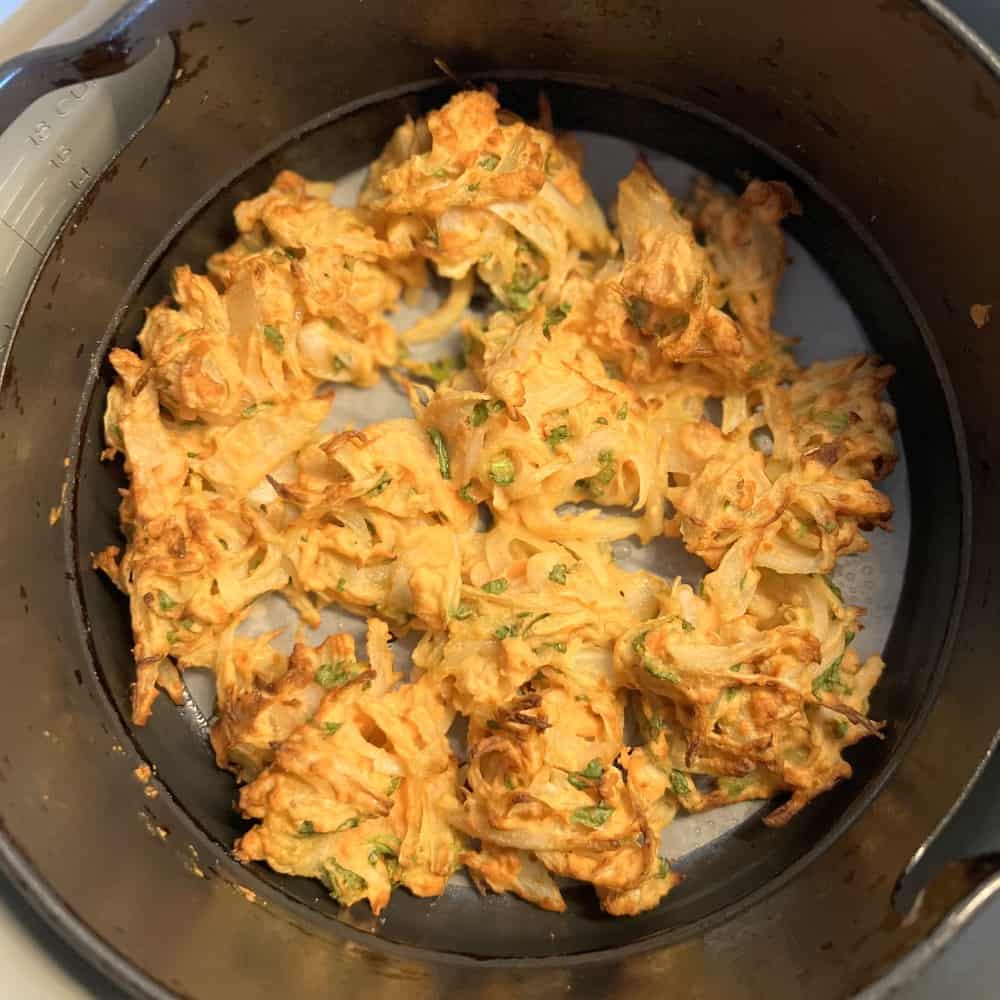 Air fryer onion pakora Crispy Onion bhajiya recipe SecondRecipe