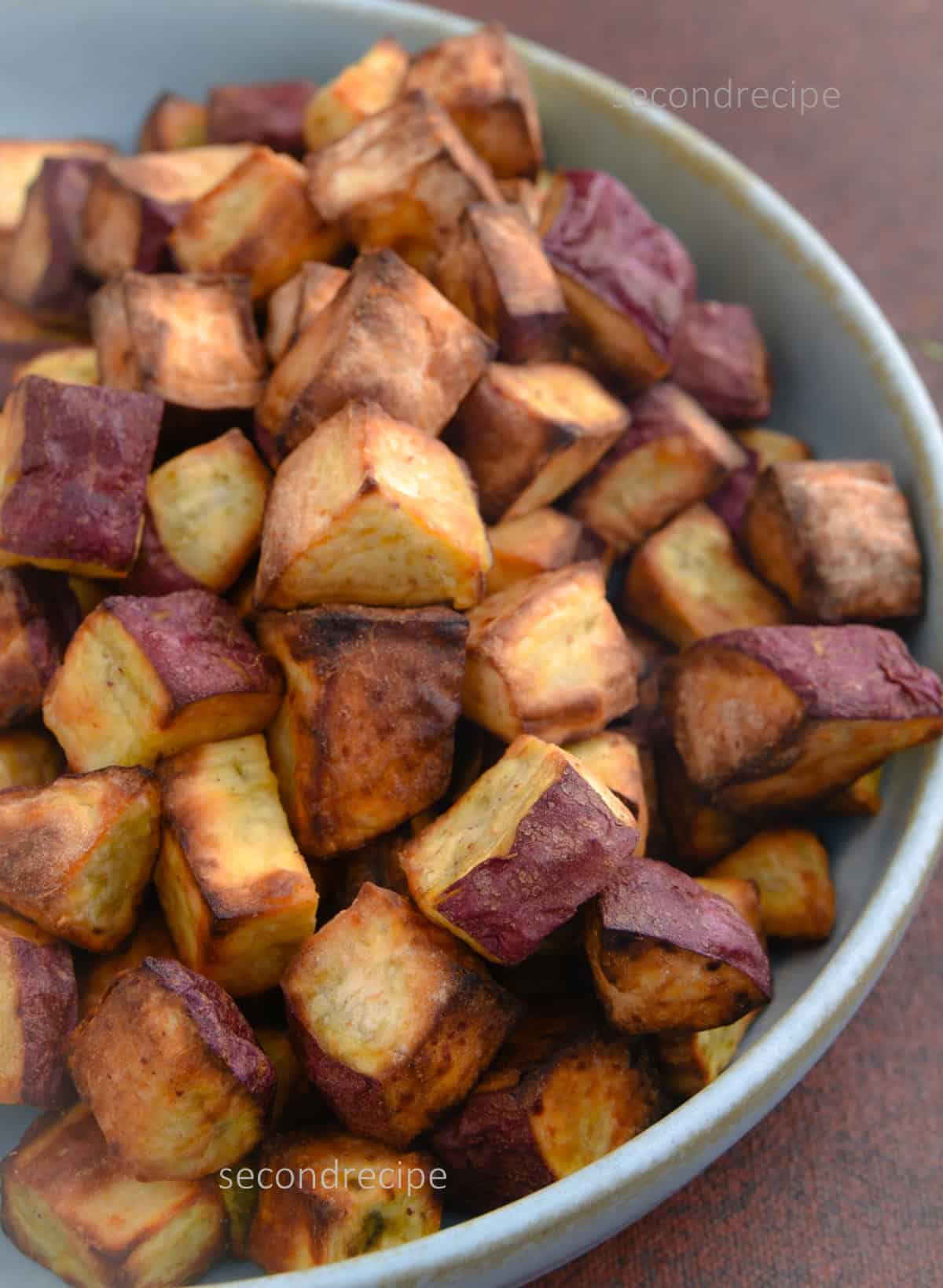 Air fryer sweet potato cubes | Roasted purple sweet potatoes recipe-image