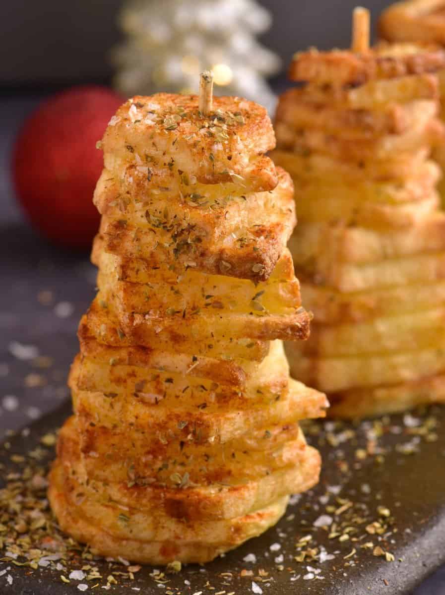 Air fryer Christmas potatoes potato christmas tree SecondRecipe