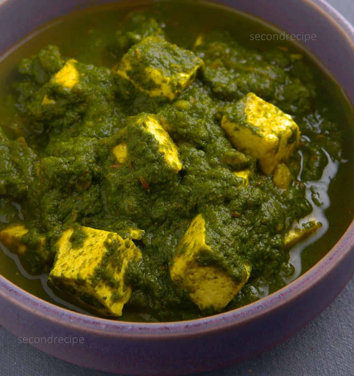 spinach tofu curry recipe | vegan palak paneer recipe - SecondRecipe