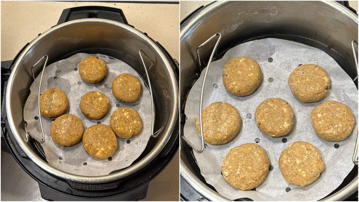 cook in a preheated airfryer ,brush oil