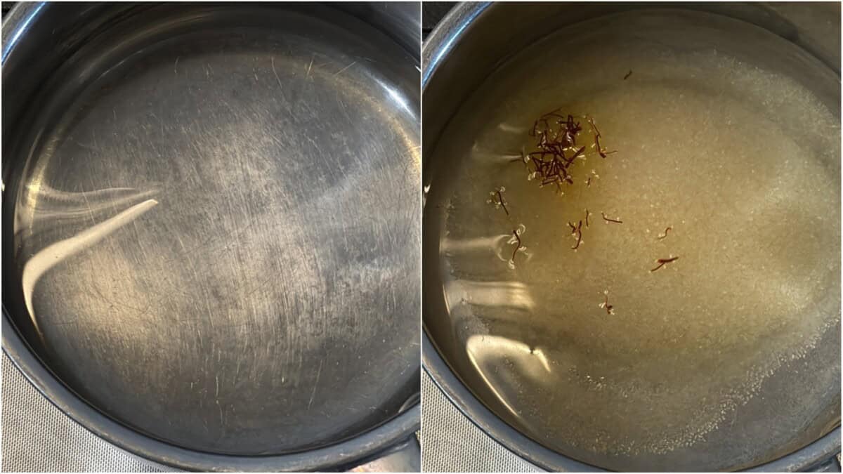 Preparing saffron sugar syrup and soaking kachoris
