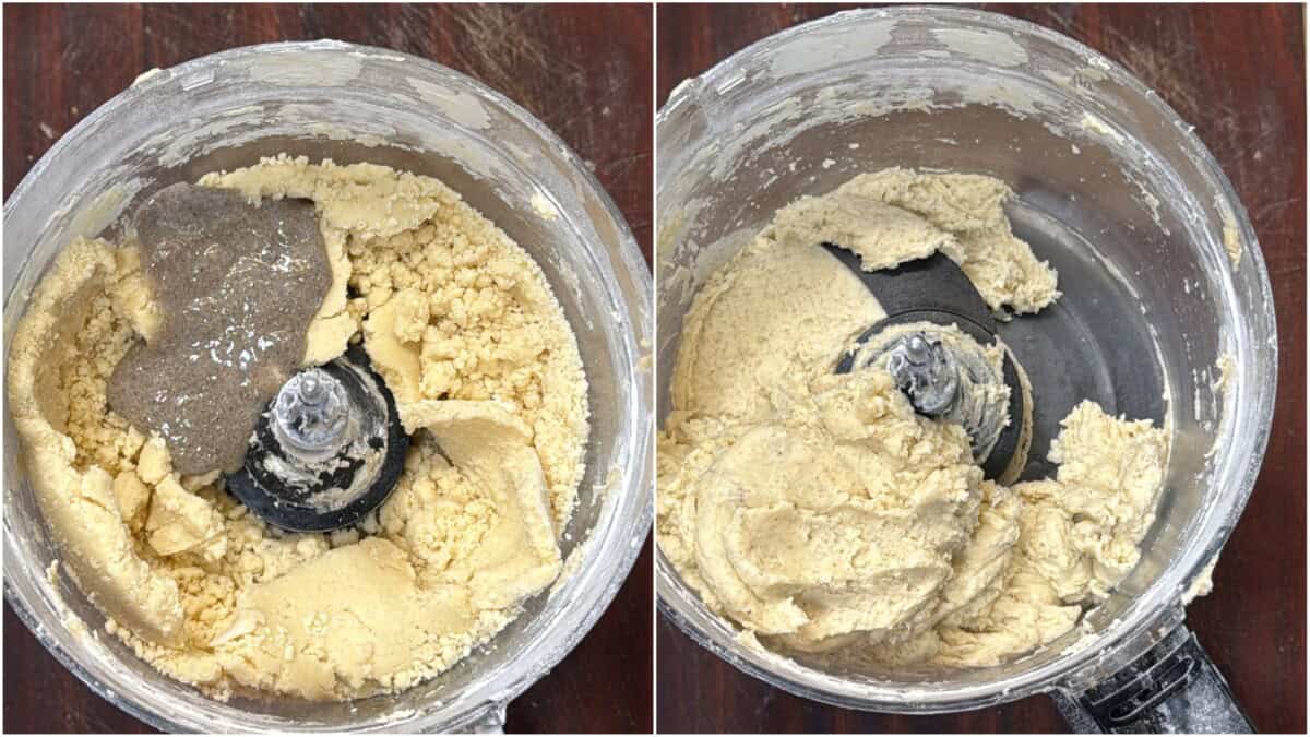 Adding chia gel to flour blend and forming smooth dough
