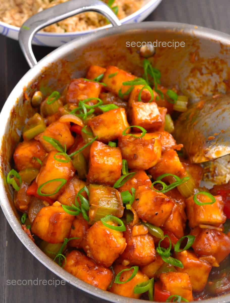 air fryer chilli paneer - paneer manchurian