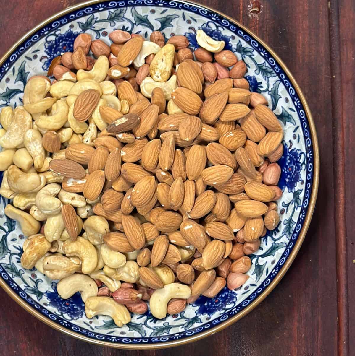 Cashews and almonds ready for air fryer dry fruit chivda