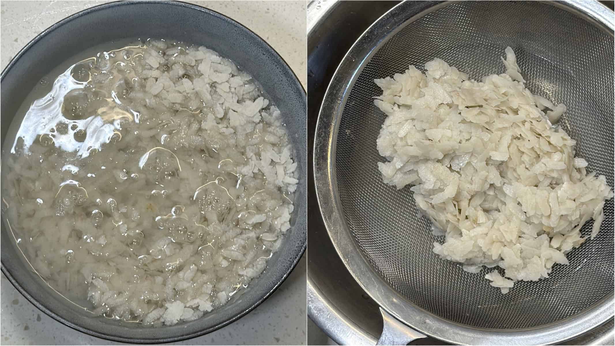 thin poha soaked and drained for air fryer poha chivda mixture