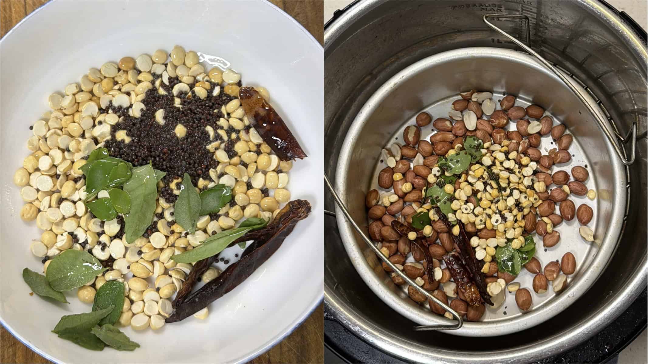 peanuts mustard seeds curry leaves roasted Bengal gram and dried red chillies for air fryer cornflakes chivda