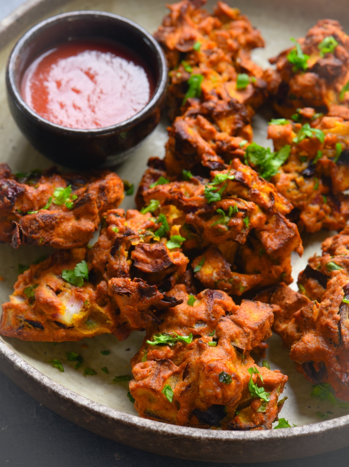 air fryer eggplant pakora