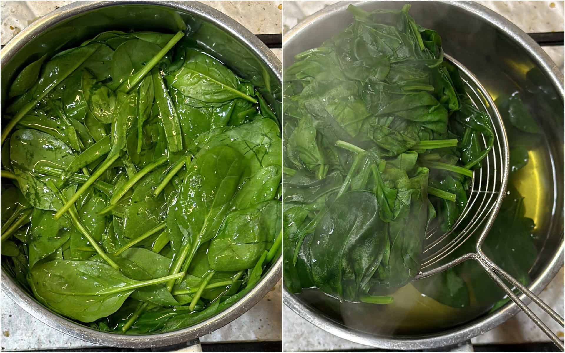 Blanching spinach for air fryer palak paneer kofta