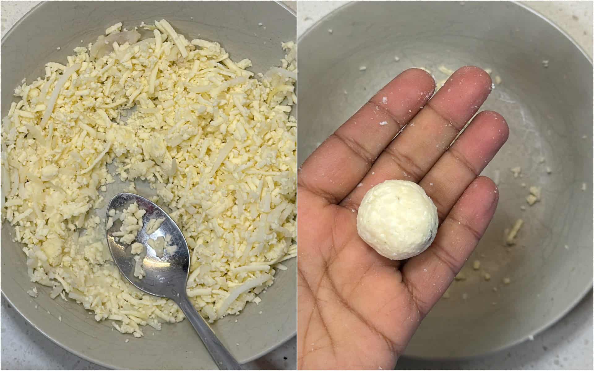 Paneer and potato filling shaped into balls for Shaam Savera kofta