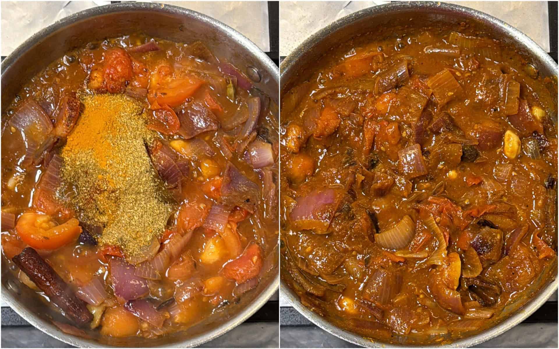 Tomato onion masala with spices and cashews for palak paneer kofta curry