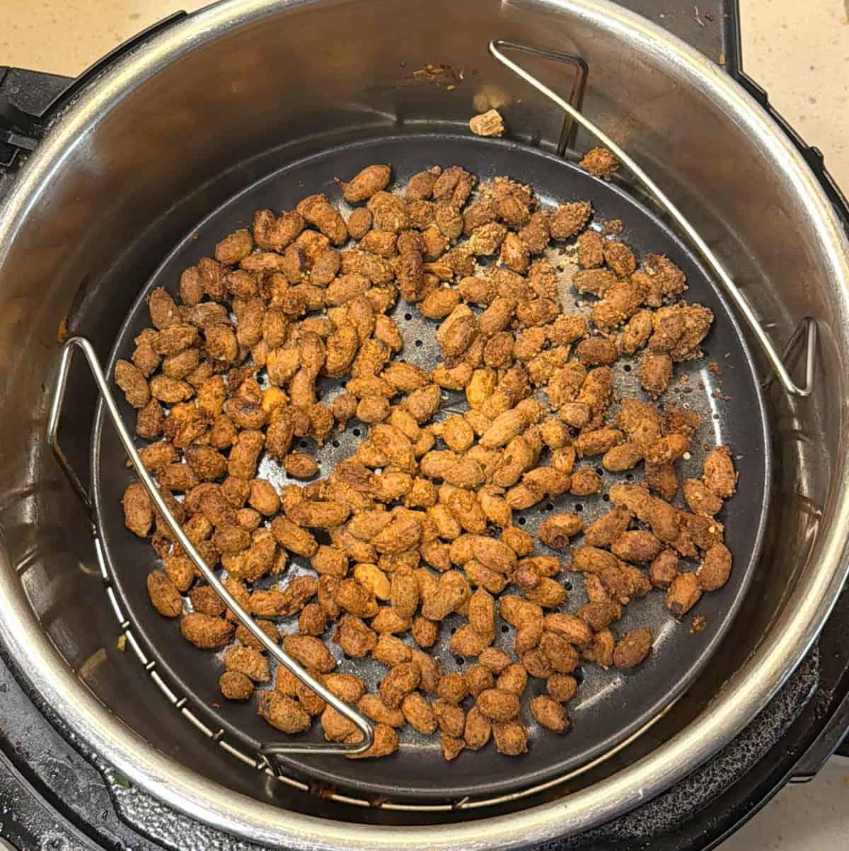 Crispy air fryer masala peanuts coated with red lentil flour