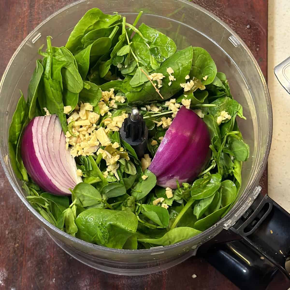 Fresh methi spinach and onion for air fryer methi pakora