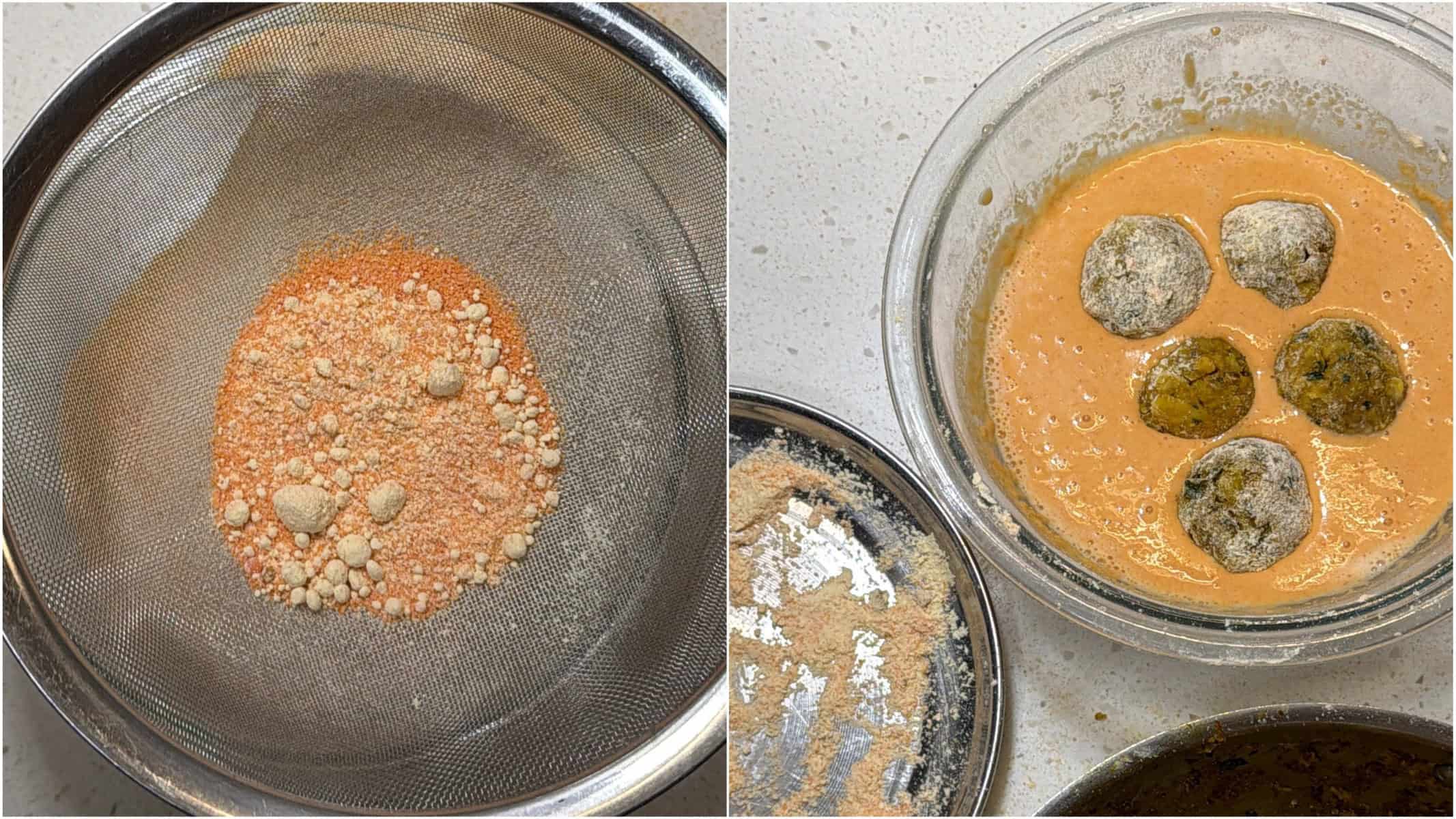 flour coated potato vada dipped in batter