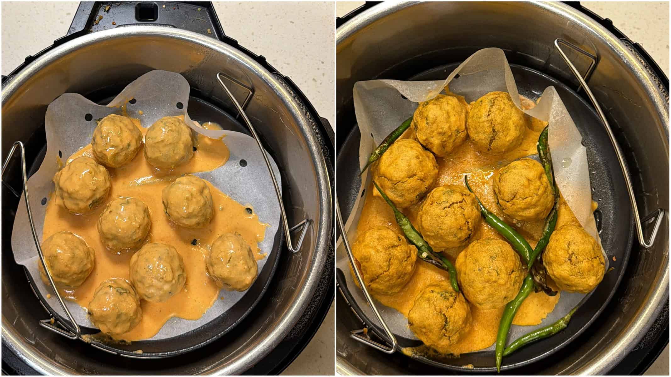 air fryer vada before and after cooking