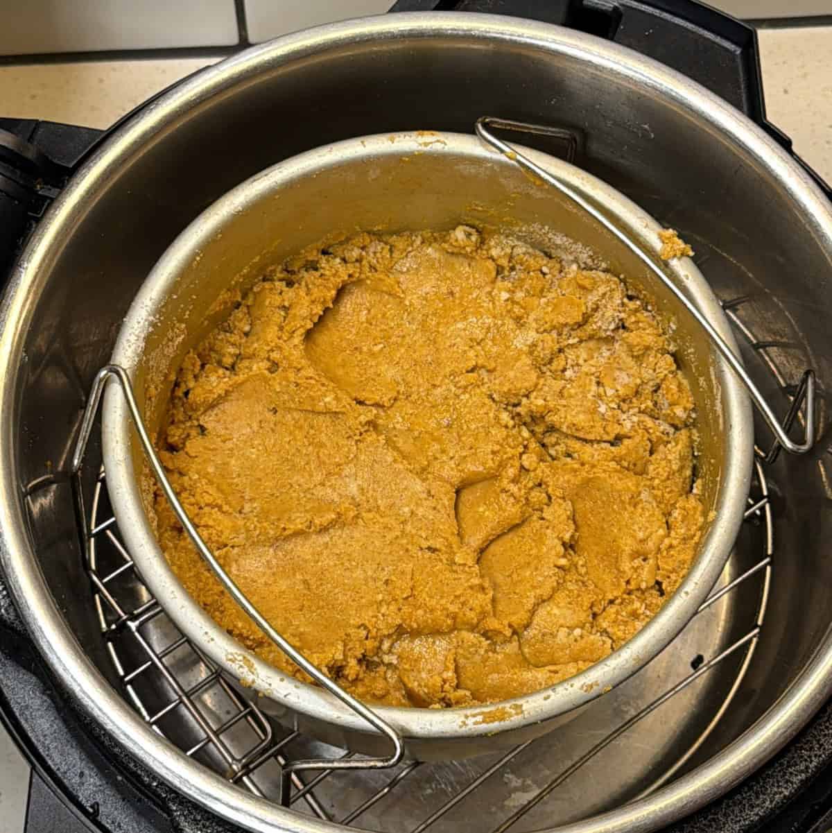 Roasted besan almond mixture after cooking in air fryer