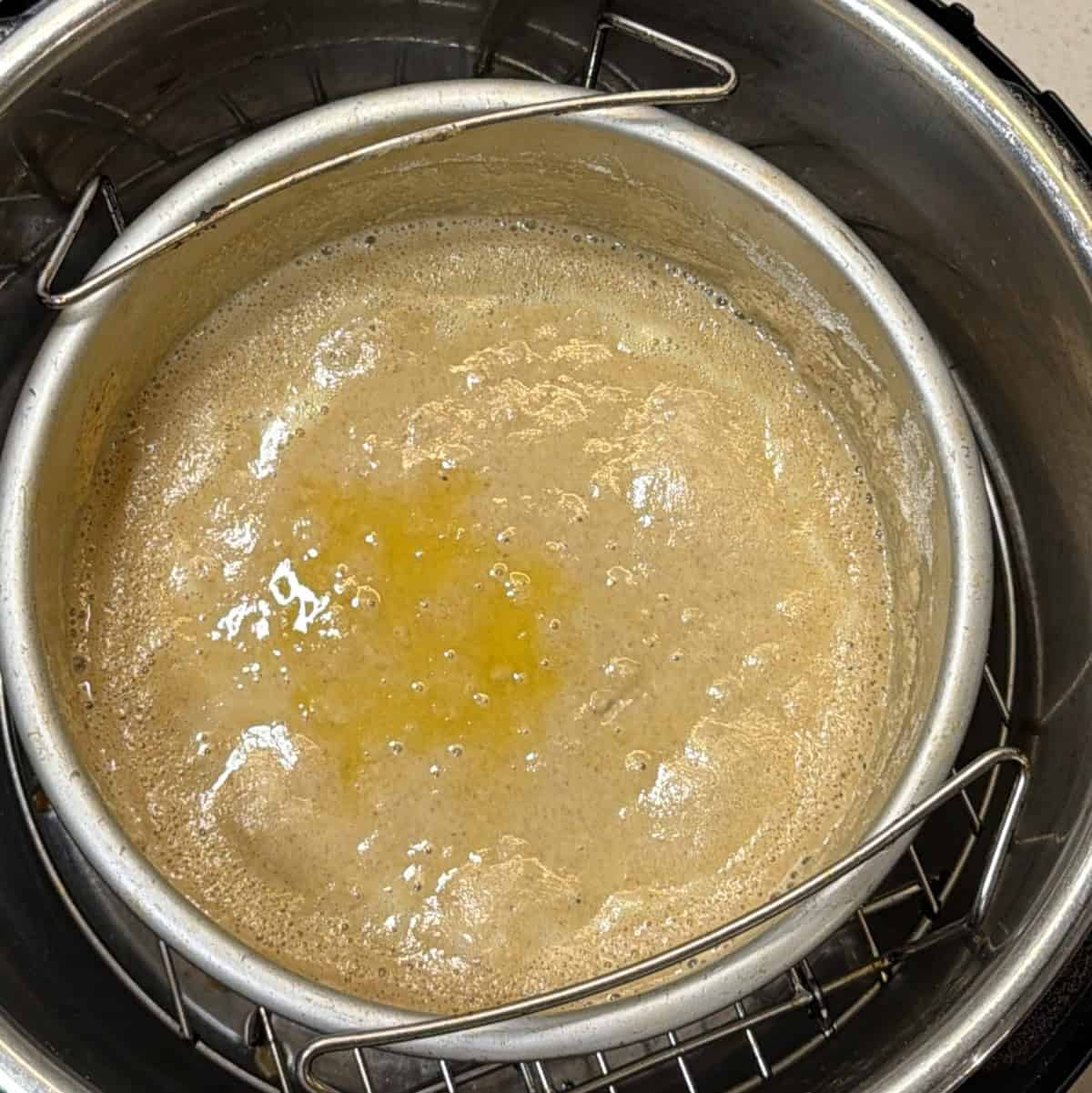 oats and ghee mixture roasting for air fryer oats ladoo