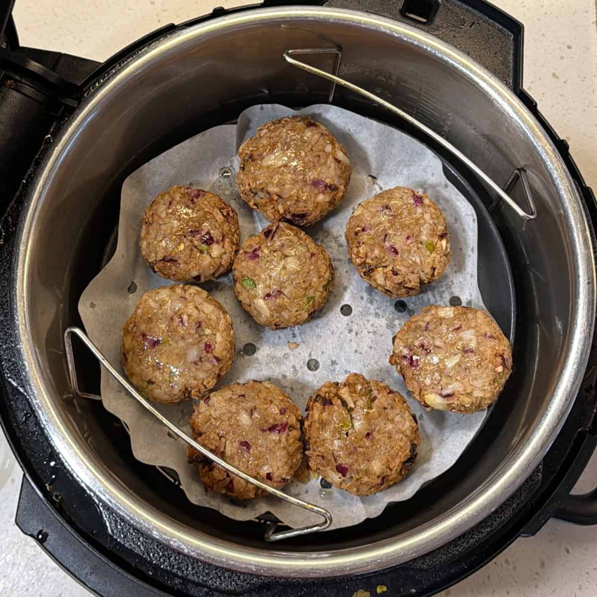 Golden poha cutlets cooked in air fryer
