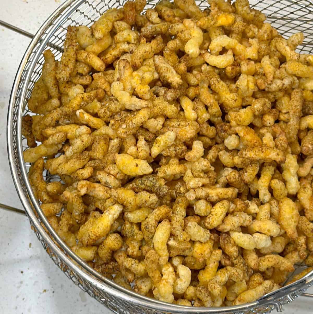 Seasoned puffed corn ready to cook in the air fryer
