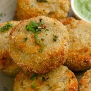 Air fryer barnyard millet cutlets served golden brown